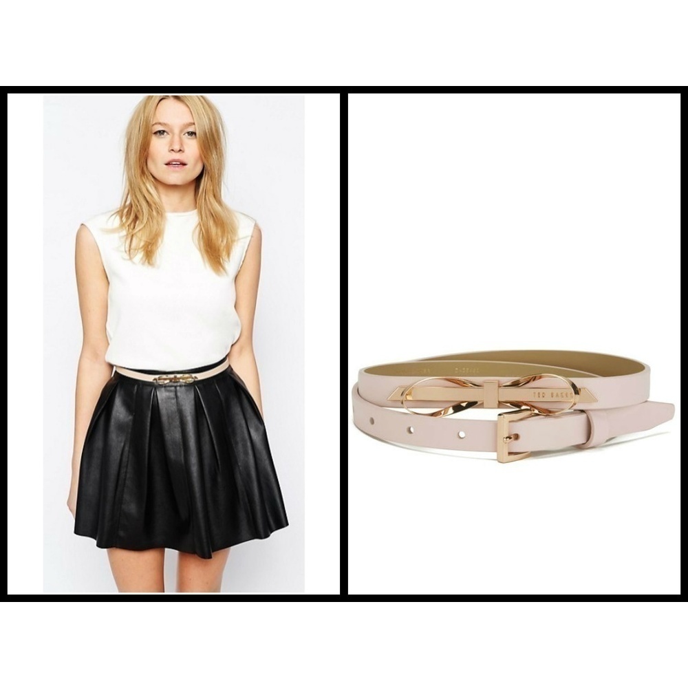 💕TED BAKER💕 Pink Rose Gold Skinny Bow Belt